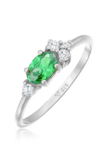 Elli Fingerring Zirkonia Grün Smaragd Verlobung 925 Silber - Trauringe aus 925er Sterling Silber, handgefertigt mit funkelndem grünen Zirkonia, ideal als Verlobungsring für besondere Anlässe.
