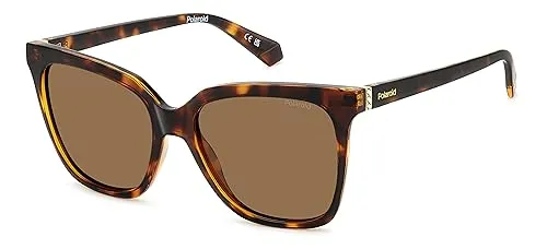 Polaroid Unisex Sonnenbrille PLD 4155/S/X 086 55/17/145 - Sonnenbrillen für Damen, modische Havana-Farben und UV-Schutz, inklusive schützendem Etui für unterwegs.