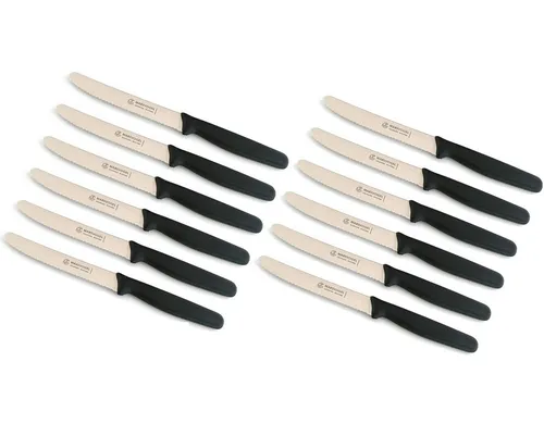 Marsvogel Tafelmesser Set, 12 Stück, Schwarz - Hochwertiges Tafelmesser-Set mit 12 eleganten Messern für jeden Haushalt. Ideal für den täglichen Einsatz, bieten sie Komfort und Stil bei jeder Mahlzeit. Pflegeleicht und langlebig, perfekt für jeden Anlass.