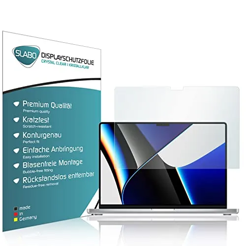 Slabo 2 x Displayschutzfolie kompatibel mit MacBook Pro 16" (2021) Displayschutz Schutzfolie Folie Crystal Clear KLAR