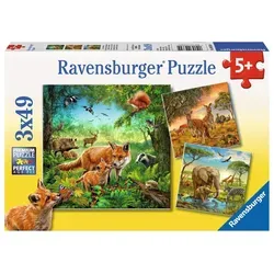 Ravensburger Puzzle 3 x 49 Teile Ravensburger Kinder Puzzle Tiere der Erde 09330, 49 Puzzleteile