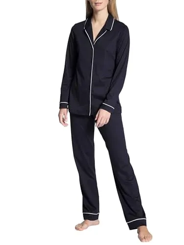 CALIDA Night Lovers Pyjama für Damen - Schlafanzüge für Damen, durchgeknöpft mit sommerlichem Millefleur-Print, aus 100% PIMA-Baumwolle für höchsten Komfort und ein angenehmes Tragegefühl.