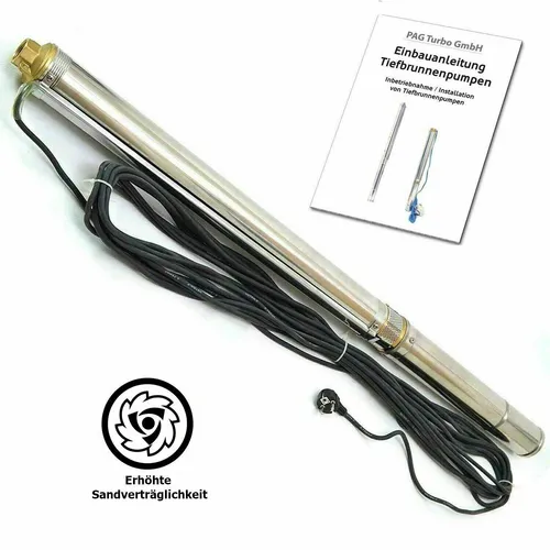 Tiefbrunnenpumpe Brunnenpumpe 4" 99 mm bis 4500 l/h 0,75kW 8,4 bar sandresistent