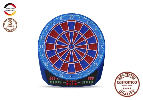 Carromco FLASH-401 Elektronische Dartscheibe mit LED-Beleuchtung - Elektronische Dartboards: Die Carromco FLASH-401 bietet 35 Spiele, 584 Variationen und ist ideal für 1-8 Spieler. Perfekte Turnier-Dartscheibe mit präzisen Sensoren und stylischer LED-Beleuchtung.