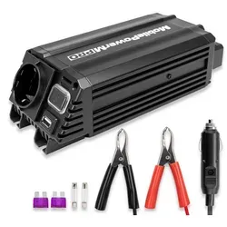 Heyner Premium Inverter 300W/600W - Spannungswandler für 12V auf 230V, ideal für den Einsatz im Auto oder beim Camping, mit USB-Anschluss für zusätzliche Geräte.