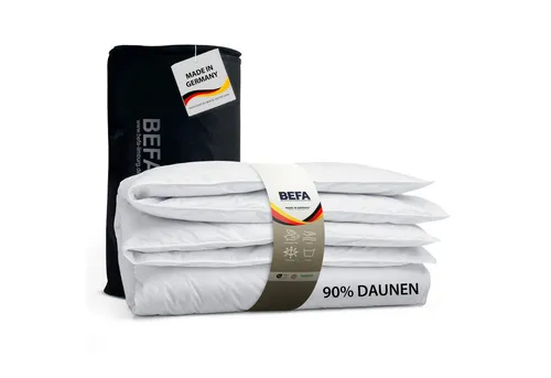 BEFA NATUR Daunendecke Winter 135x200 cm – Allergiker geeignet & Made in Germany - Bettdecken mit 90% hochwertigen Daunen, NOMITE-zertifiziert für Allergiker und mit DOWNPASS-Tierwohl-Zertifikat. Hygienisch, waschbar und langlebig für besten Schlafkomfort.