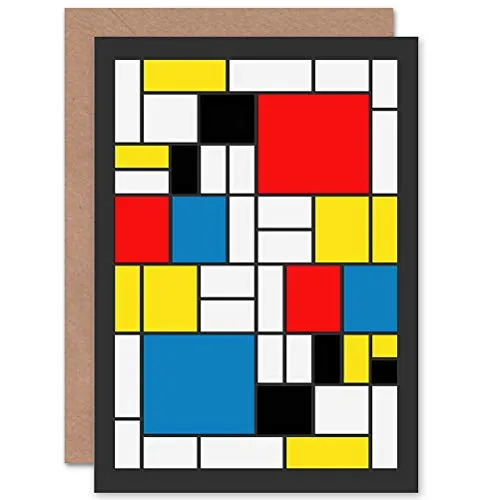 Wee Blue Coo Piet Mondrian Abstrakte Würfel Quadrate Alter Meister Weihnachtskarte