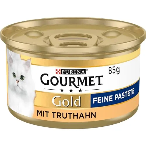 PURINA GOURMET Gold Feine Pastete mit Truthahn 12er Pack - Dosenfutter für Katzen: Hochwertige Pastete mit Truthahn, ohne künstliche Zusatzstoffe, ideal als vollwertige Mahlzeit für ausgewachsene Katzen.