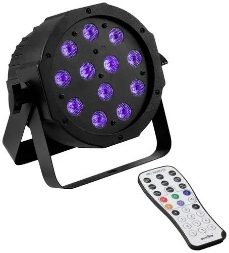 Eurolite LED SLS-12 UV Floor - Licht-Effekte mit 12 leistungsstarken UV-LEDs für beeindruckende Schwarzlichteffekte, kompakt und ideal für mobile DJs und Partyräume, inklusive DMX-Kompatibilität und integrierten Showprogrammen.