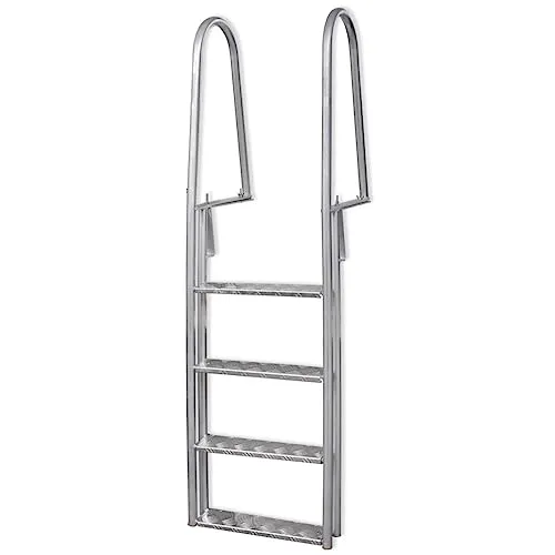 vidaXL Steg- und Poolleiter 4-stufig Aluminium 167 cm - Poolzubehör mit 4 rutschfesten Stufen für sicheren Zugang. Robuste, witterungsbeständige Aluminiumkonstruktion mit einer Tragfähigkeit von 100 kg.