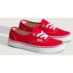 Vans Authentic Damen Sneaker Rot – Kultiger Style - Der Vans Authentic Sneaker in Rot überzeugt durch strapazierfähiges Canvas-Obermaterial und eine bequeme Innensohle. Ideal für Alltag und Skateboarding, kombiniert er lässigen Look mit Funktionalität.