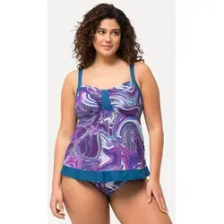 Ulla Popken Plus Size Tankini mit Marmormuster - Tankini-Oberteile für Damen, mit Softcups und aus recyceltem Material für umweltbewusste Modebewusste.