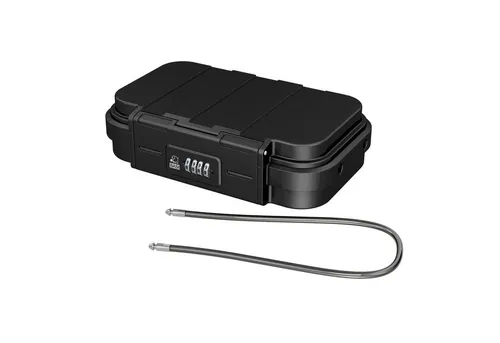 BASI | Mobiler Safe | Tragbare Sicherheitsbox mit Zahlenschloss | 4-stellige Zahlenkombination | abnehmbares Sicherungskabel | Mini-Tresor mit Drahtseil | L24 x B14 x H5,8 cm | IPX5 Wasserschutz