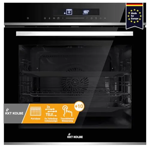 KKT KOLBE Einbaubackofen 60 cm | 72L | EB8019EDP - Backöfen mit Pyrolyse-Selbstreinigung, PowerAir Heißluft-Funktion für optimale Wärmeverteilung und benutzerfreundlicher Touch-Steuerung.