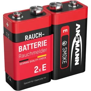 Ansmann Batterien Rauchmelder, 9V Block, E-Block, 6LR61, 2 Stück
