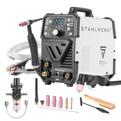 STAHLWERK 4-in-1 Kombi-Schweißgerät DC WIG 200 Puls Pro CUT - Digitaler 200 A IGBT Inverter, vielseitig für WIG und Plasma-Schneiden, 7 Jahre Garantie