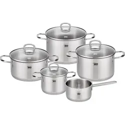 ELO Topfset Jaspis 5tlg. - Hochwertiges Edelstahlset für jede Küche - Kochtöpfe und Pfannen in einem Set, langlebig und ideal für gesundes Kochen mit gleichmäßiger Wärmeverteilung.