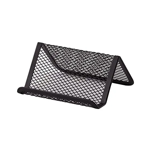 D.RECT Visitenkartenhalter aus Metallgeflecht | Metall Mesh | Namenskartenhalter für Büro | Visitenkarten-Display| Schwarz