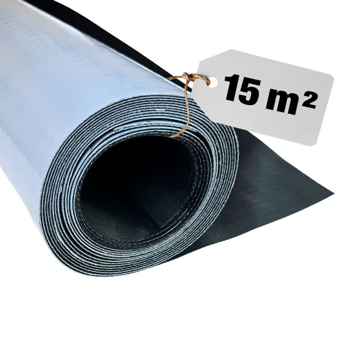 Selbstklebende EPDM Dachbahn EasyStick 15m² Dachfolie gewebeverstärkt, Witterungsbeständig, KSK, Gartenhaus & Carport (100cm Breite x 15m Länge)