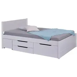 Inter Link Efetivo Bett 140x200 cm mit Stauraum und Nachtkommode - Skandinavisches Design trifft auf Funktionalität: Das Efetivo Bett aus Kiefer-Massivholz bietet cleveren Stauraum und wird inklusive Nachtkommode und Lattenrost geliefert.