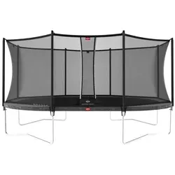 BERG Grand Favorit Regular 520 Grey mit Sicherheitsnetz - Trampolin für Familien, langlebig und wartungsarm. Mit Sicherheitsnetz für zusätzliche Sicherheit beim Springen. Ideal für Spaß und Bewegung im Garten!