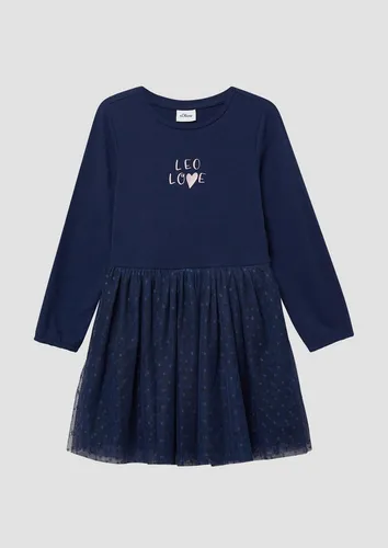 s.Oliver Minikleid Kleid Kurzes Kleid mit Mesh-Rock und Glitzerprint blau S (140)