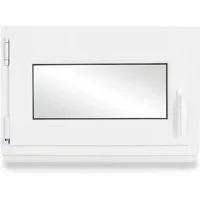 Neruli Kellerfenster Kunststoff Weiß Dreh-Kipp 75x40cm BxH DIN Links 2 -Fach Glas Dichtung Schwarz