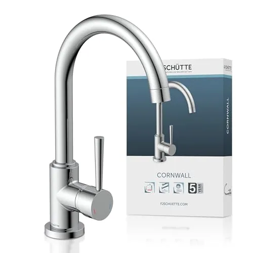 SCHÜTTE Küchenarmatur Cornwall - 360° schwenkbarer Wasserhahn für Doppelspülen, energiesparend mit Cold-Start-Funktion und einfache Montage