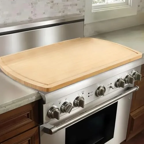 VEVOR Nudelbrett Herdabdeckung aus Bambusholz 762x558mm - Schneidebretter aus langlebigem Bambusholz mit Saftrille, schützt Ihre Herdoberfläche und schafft zusätzlichen Platz beim Kochen.