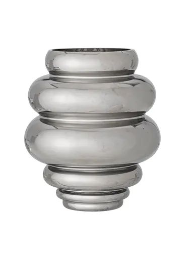 Bloomingville Zorya Vase in Silber, 21x24 cm - Elegante Silbervase aus Glas mit blasenartiger Form, ideal für Blumen oder als dekoratives Element. Perfekt für skandinavisches Design in jedem Wohnraum.