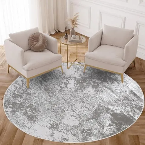 TAPISO Crystal Rund Teppich 100x100 cm – Glänzend Hellgrau Schwarz mit 3D Effekt - Der TAPISO Crystal Rund Teppich vereint modernes Design mit Komfort. Ideal für Wohnzimmer oder Schlafzimmer, bietet er Wärme und Geräuschdämpfung. Pflegeleicht und ideal für Allergiker. Genießen Sie höchste Qualität mit 100-Tage-Rückgabegarantie!