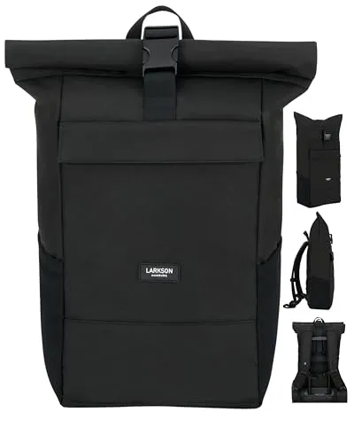 LARKSON Cityrucksack No 4 - Wasserabweisend und stylisch - Rucksäcke mit Rolltop und Laptop-Fach, ideal für Alltag und Freizeit. Hergestellt aus recyceltem Polyester, bietet er eine wasserabweisende Oberfläche und ausreichend Platz für Ihre Essentials.
