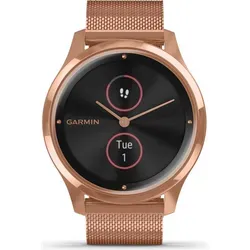 Garmin Vivomove Luxe Damen Smartwatch - Rose Gold PVD mit Milanese Strap - Smartwatch mit Hybridanzeige, ideal für Fitnessfans. Verfolgen Sie Schritte, Kalorien und Herzfrequenz. Wasserdicht bis 50m und mit elegantem Design in Roségold.