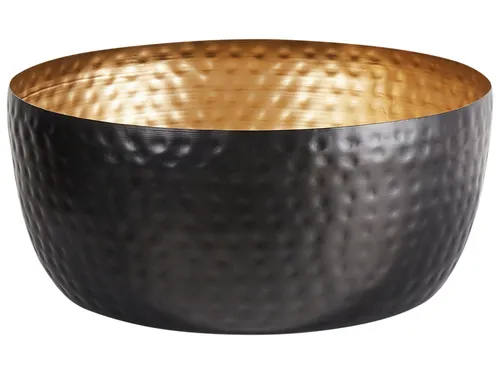Dekoschale BANHA Metall Schwarz - Sonstige Tischdekoration, handgefertigte Schale aus leichtem Eisen mit eleganten Vertiefungen in Schwarz und Gold – ein stilvoller Eyecatcher für jeden Tisch!