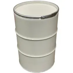 Metallfass 210 Liter - Weißes Blechfass mit Spannring - Aufbewahrungsbehälter ohne Deckel aus kaltgewalztem Metallblech, rostfrei und pflegeleicht. Ideal für vielseitige Lagerung, nagelneu und unbenutzt.