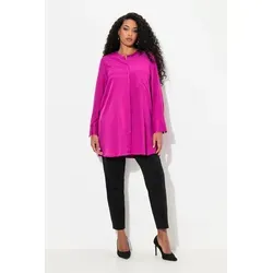 Ulla Popken Tunika Satintunika Patchlook Stehkragen - Modische Bluse in blau mit einzigartigem Patchlook, ideal für stilvolle Outfits und bequem für den Alltag.