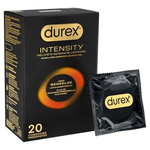 Durex Intensity Kondome - 20 Stück - Empfängnisverhütung: Maximale Intensität für ein intensiveres Erlebnis, hergestellt aus 100% Gummi für zuverlässigen Schutz.
