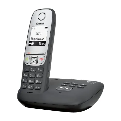 Gigaset A415A Schnurlostelefon mit Anrufbeantworter - Festnetztelefon mit strahlungsarmem ECO DECT, 100 Telefonbucheinträgen und 20 Minuten Anrufbeantworter-Aufzeichnung für höchsten Komfort und klare Sprachqualität.