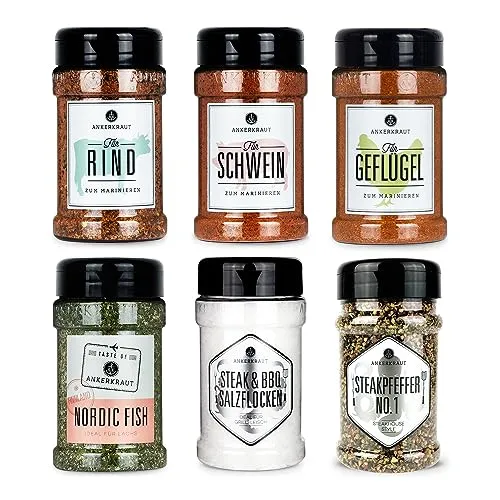 Ankerkraut 'Einfach Grillen' Set – 6 Gewürze für BBQ-Fans - Entdecke unser Grillset mit 6 vielseitigen Gewürzen für Rind, Geflügel, Fisch und mehr. Ideal für unvergessliche Grillabende und als Geschenk für Feinschmecker!