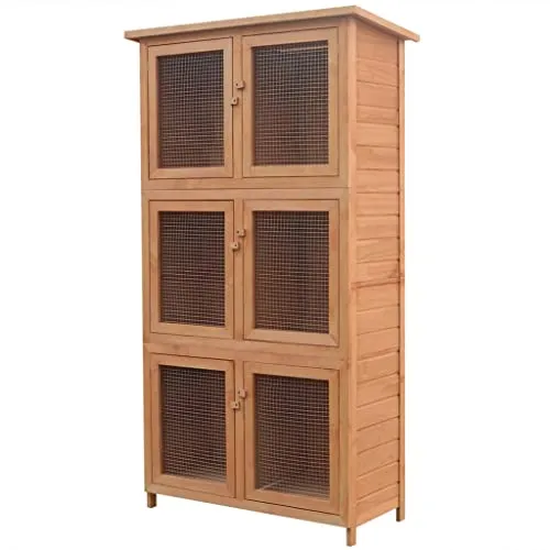 vidaXL Holz Hasenstall 6 Boxen - Deluxe Kleintierkäfig für Kaninchen und Hühner, hochwertige Konstruktion mit optimaler Luftzirkulation und robustem Tannenholz
