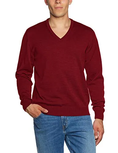 MAERZ München Strickpullover - Weinrot - Strickpullover aus 100% Wolle, Größe 56, bietet optimalen Komfort und Wärme für kalte Tage.