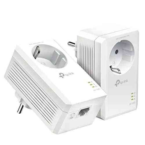 TP-Link TL-PA7019P KIT - AV1000 Gigabit Powerline Adapter, bis zu 1 Gbit/s, integrierte Steckdose und 85% weniger Stromverbrauch