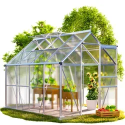 Gardebruk Gewächshaus Aluminium 4,8m² mit Fundament - Garten-Zubehör mit 2 Dachfenstern, optimal für Pflanzenwachstum und robustes Aluminiumdesign für Langlebigkeit.