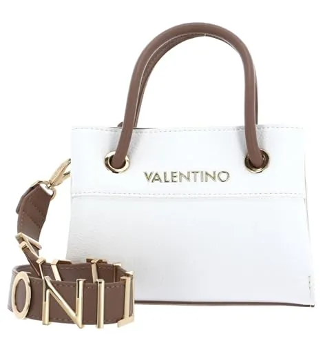 Valentino Bags Alexia Damen Handtasche in bianco/cuoio - Elegante Handtasche mit verstellbarem, abnehmbarem Schultergurt und praktischem Reißverschluss, ideal für jeden Anlass.
