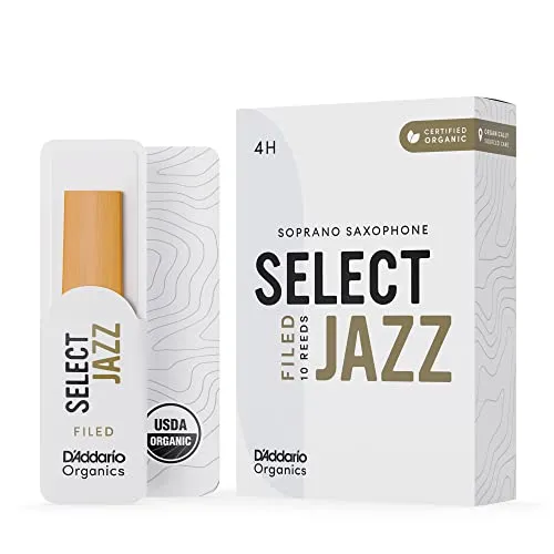 D'Addario Organisch Select Jazz Filed Soprano Saxophon-Stimmzungen - Saxophonrohre - 4 Hart, 10 Packung