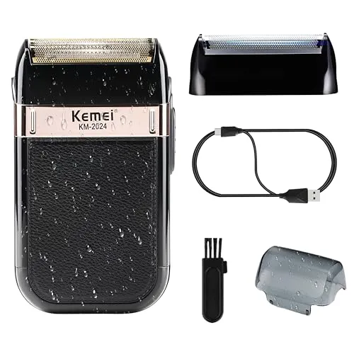 KEMEI Folienrasierer für Herren,Wasserdichter und Schnurloser Elektrorasierer für Männer,Trimmer Rasierklinge Waschbarer Rasierapparat,kompakt und tragbar