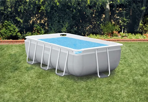 Intex Frame Pool Set Prism Quadra 300 x 175 x 80 cm - Rechteckpool Komplettset mit robustem Stahlrahmen, ideal für erfrischende Sommertage im Garten.