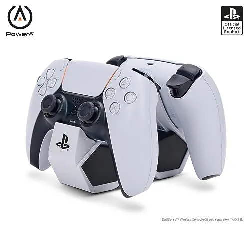 PowerA Doppelladestation für DualSense-Controller - Offiziell lizenziert für PS5, lädt 2 Controller gleichzeitig und zeigt den Ladestatus an