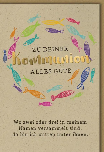 Kommunion - Karte mit Umschlag - Fische im Kreis