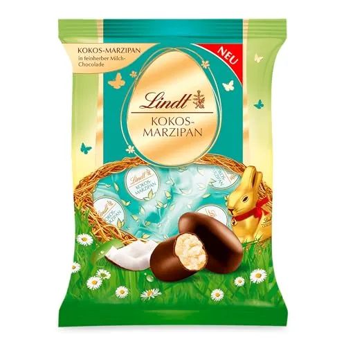 Lindt Schokolade | Kokos-Marzipan-Eier | 85g | Feinherbe Milchschokoladeneier mit zarter Kokos-Marzipan-Füllung | Ostereier | Perfekte Oster-Schokolade zum Teilen & Genießen